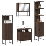 VidaXL Set mobilier de baie, 4 piese, stejar maro, lemn prelucrat