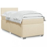 Gossi pat box spring cu saltea, crem, 90x200 cm, textil
