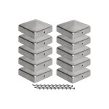 Capace pentru st&acirc;lpi 91x91 mm - 10 bucăți capace cu șuruburi gratuite, capac pentru st&acirc;lp de gard galvanizat, capac metalic pentru st&acirc;lp cu profil con