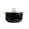 Cratita emailata Goldmann, 24x15cm, 6.2 litri, manere titan aurii, capac sticla, inclusiv inductie, Negru