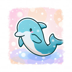 Sticker decorativ, Delfin, Roz, 55 cm, 9096ST