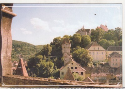 bnk cp Sighisoara - Vedere din Turnul cu Ceas spre Biserica din Deal - necirculata foto