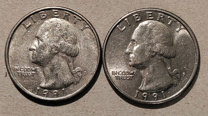 25 centi SUA - 1991 D+P
