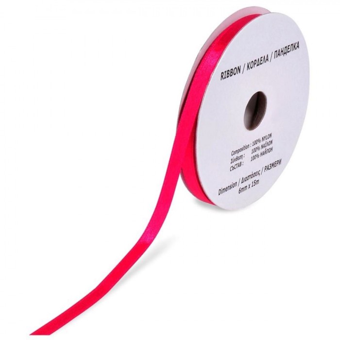 Bandă Satinată, Model Fucsia, Dimensiuni 10m x 0.6cm, Material Nailon