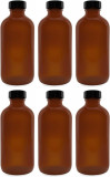 Sticle de sticlă de culoare chihlimbar (pachet cu 6); Boston Round Bottles w / P, Oem