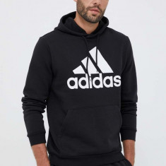 adidas bluza barbati, culoarea negru, cu glugă, cu imprimeu