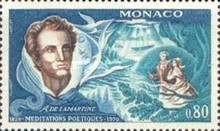 Monaco 1970 - scriitorul Alphonse de Lamartine, neuzata foto