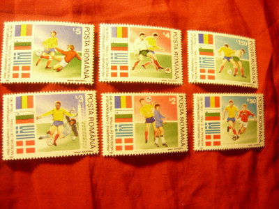 Serie Romania 1990 - Preliminariile CM Fotbal Italia , 6 valori foto