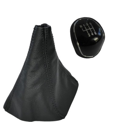 Set nuca cu manson schimbator viteze MARTI-NIK 15 compatibil cu FORD S-Max I 2006-2015, 6 viteze, piele naturala, fara un cadru, negru cu cusatura nea foto