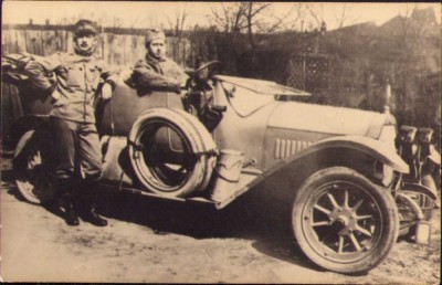 HST P318 Poză militari austro-ungari cu automobil Primul Război Mondial foto