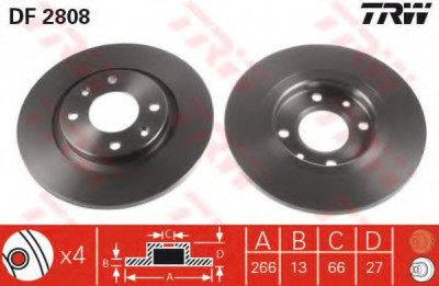 Disc frana CITROEN BERLINGO caroserie (M) (1996 - 2016) TRW DF2808 foto