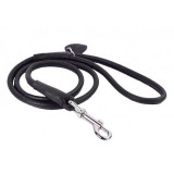 Lesă rotundă din piele pentru c&acirc;ini - 122cm, 6mm - neagră, COLLAR