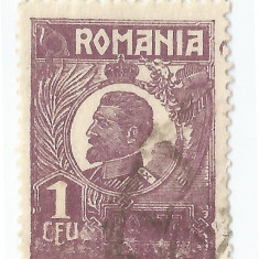 *Romania, LP 72/1929, Ferdinand - uzuale, 1 leu violet, eroare 6, oblit.