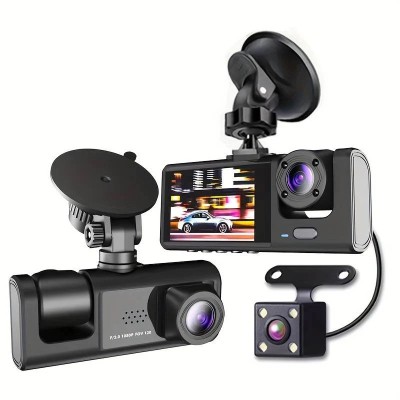 Camera auto Tripla FullHD 3 in 1, Ecran 2 inch, G-Senzor, Unghi 170 grade, monitorizare Parcare foto
