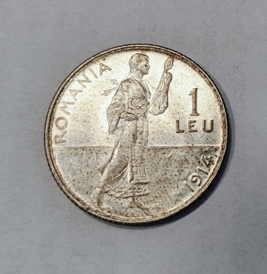 moneda 1 leu 1914 unc foto