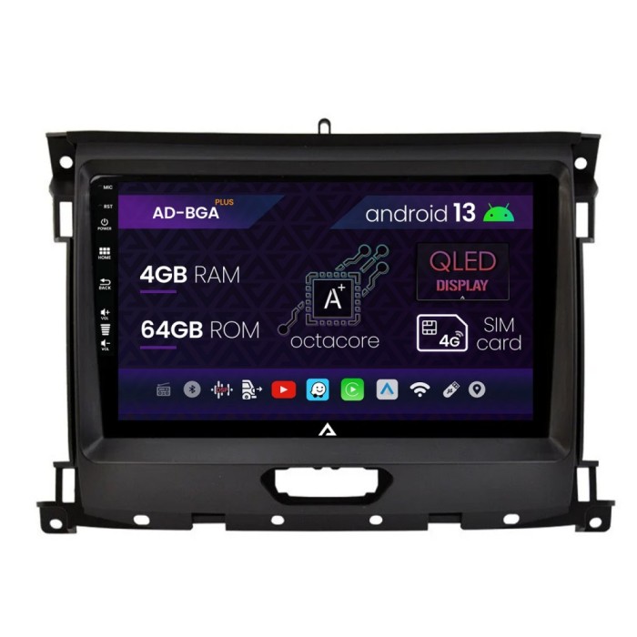 Navigatie Ford Ranger (2015-2022), Android 13, A-Octacore 4GB RAM + 64GB ROM, 9 Inch - AD-BGA9004+AD-BGRKIT120V2