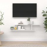 vidaXL Raft TV cu montaj pe perete, alb, 125x18x23 cm, lemn prelucrat