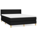 Cumpara ieftin Pat box spring cu saltea, negru, 140x200 cm, textil