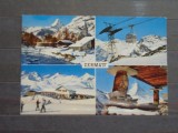ELVETIA - STATIUNEA ZERMAT IARNA, CABANELE SI TELEFERICUL - 1971 - CIRCULATA,