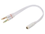 Cablu Audio DELOCK Jack 3,5mm 3pin la 4pin 0,2m Alb - Cod 65585