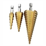 Set 3 Burghie Freza Elicoidala in Trepte 3-12mm, 4-20mm, 4-32mm Otel Bormasina