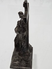 Crucifix vintage cu Isus rastignit si Sfantul Francisc
