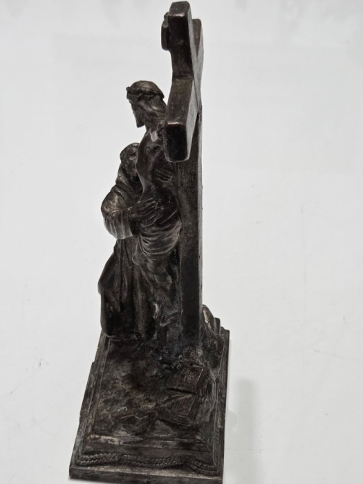 Crucifix vintage cu Isus rastignit si Sfantul Francisc