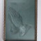 Tablou maini in rugaciune, print pe carton, rama lemn, sub sticla, 20.5x28.5cm