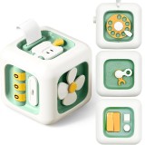 Jucărie Interactivă Montessori 6 &icirc;n 1 de tip Busy Cube Senzorial pentru Bebelusi, Dezvoltare Motricitate Fină și Coordonare, Portabil,