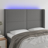 vidaXL Tăblie de pat cu LED, gri &icirc;nchis, 147x16x118/128 cm, textil