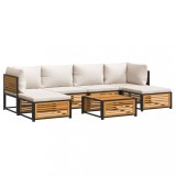Set canapele gradina cu perne, 7 piese, lemn masiv acacia