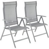 SONGMICS Set 2 scaune gradina pliabile cu spatar reglabil 8 pozitii, 150 kg, 56x70x106 cm, gri