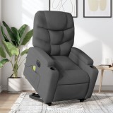 VidaXL Fotoliu electric masaj rabatabil cu ridicare, gri &icirc;nchis textil