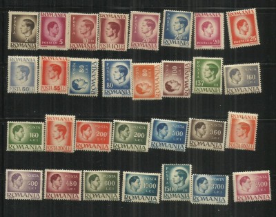 ROMANIA 1945 - UZUALE MIHAI I, HARTIE GRI, MNH - LP 188 foto