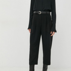 MICHAEL Michael Kors pantaloni femei, culoarea negru, drept, high waist