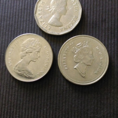 5 CENTS CANADA ,LOT DE TREI MONEDE AN:1962,1965,1995.