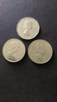 5 CENTS CANADA ,LOT DE TREI MONEDE AN:1962,1965,1995. foto