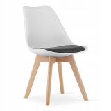 Scaun bucatarie/living, Artool, Mark, PP, lemn, alb, perna neagra, 49x43x82 cm, Leobert