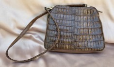 GEANTĂ DE UMĂR VINTAGE DIN PIELE NATURALA DE CROCODIL, LUCRATA MANUAL