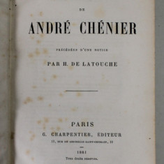 POESIES de ANDRE CHENIER , 1881 , PREZINTA PETE SI URME DE UZURA