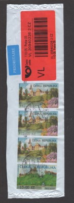Cehia - Fragment de plic circulat Prioritar cu marci de automat 2014 foto