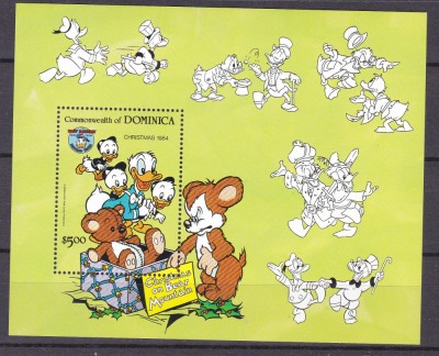 Dominica 1984 Disney Craciun MI bl. 95 MNH foto