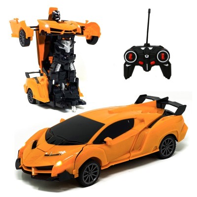 Masina robot cu telecomanda, transformare automata, rotire 360 grade, lumini foto