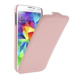 Husa flip roz deschis (textura Litchi) pentru Samsung Galaxy S5 G900, Cu clapeta, Piele Ecologica