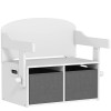 AIYAPLAY Cufăr de jucării pentru copii 3 &icirc;n 1, set masă și scaune cu 2 coșuri textile detașabile, 67,5 x 46,5 x 56,7 cm, alb | Aosom Romania