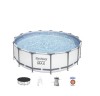 Piscina Rotunda Bestway 457x122cm Cadru Metalic, Set Complet: Pompa Filtrare, Prelata, Scara. Livrare Gratuita