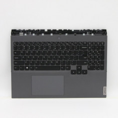 Carcasa superioara cu tastatura palmrest Laptop, Lenovo, Legion 5 Pro-16ACH6H Type 82JQ, 5CB1C14884, AM1ZV000, iluminata, 4 pini, Slate Grey, layout U