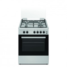 Aragaz Samus SM661XPGS, Gaz, 4 arzatoare, Arzător WOK, 55 L, Capac sticla, Grill, Timer, 60x60 cm, Inox