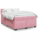VidaXL Pat box spring cu saltea, roz, 160x200 cm, catifea 3286371