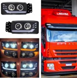 Cumpara ieftin Set faruri LED stanga + dreapta cu lupe pentru IVECO STRALIS 24V - DRL, Startup Effect, OEM 5801571746 5801571745
